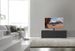 Meuble TV avec espace barre de son bois noir et tissu Axel 160 - Photo n°2