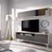 Meuble TV avec étagére murale - Décor chene et graphite - L 180 x P 41 x H 180 cm - BONN - Photo n°1