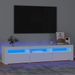 Meuble TV avec lumières LED Blanc 180x35x40 cm - Photo n°1