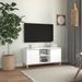 Meuble TV avec pieds en bois massif Blanc 103,5x35x50 cm - Photo n°2