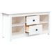 Meuble TV Blanc 103x36,5x52 cm Bois de pin massif - Photo n°4