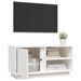 Meuble TV Blanc 80x35x40,5 cm Bois de pin massif - Photo n°5