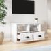 Meuble TV blanc brillant 80x35x50 cm bois d'ingénierie - Photo n°3