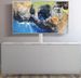 Meuble TV bois blanc et tissu Axel 120 cm - Photo n°2