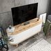 Meuble TV bois clair 2 portes coulissantes blanches Stary 140 cm - Photo n°10