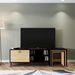 Meuble TV combiné avec table gigogne bois clair et noir Zirkon 180 cm - Photo n°5