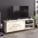 Meuble TV en bois blanc effet marbre et métal doré Bali 160 cm - Photo n°6