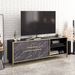 Meuble TV en bois noir effet marbre et métal doré Bali 160 cm - Photo n°5