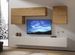 Mur TV modulable suspendu design blanc et naturel Lina L 268 cm - 6 pièces - Photo n°1
