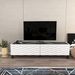 Meuble TV moderne 2 portes bois blanc et noir effet marbre Venuza 149 cm - Photo n°2