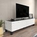 Meuble TV moderne 2 portes bois blanc et noir effet marbre Venuza 149 cm - Photo n°3