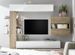 Meuble TV mural laqué blanc brillant et chêne clair Raia L 260 cm - Photo n°1