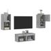 Meuble TV muraux 4 pcs avec lumières LED gris béton - Photo n°1