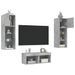 Meuble TV muraux 4 pcs avec lumières LED gris béton - Photo n°1