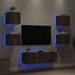 Meuble TV muraux 5 pcs avec lumières LED chêne fumé - Photo n°4