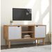 Meuble TV OTTA Marron et blanc 113,5x43x57cm Bois de pin massif - Photo n°1