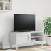 Meuble TV SENJA aspect rotin blanc 106x40x49cm bois massif pin - Photo n°2