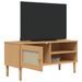 Meuble TV SENJA aspect rotin marron 106x40x49cm bois massif pin - Photo n°4