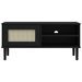 Meuble TV SENJA aspect rotin noir 106x40x49cm bois massif pin - Photo n°5