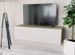 Meuble TV suspendu 2 portes bois laqué blanc et chêne clair Chickie L 120 x H 34 x P 40 cm - Photo n°2