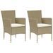 Meubles à dîner de jardin et coussins 3 pcs Poly rotin Beige - Photo n°3