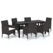 Meubles à dîner de jardin et coussins 7 pcs Poly rotin Marron 2 - Photo n°1