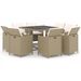 Meubles à dîner de jardin et coussins 9 pcs Poly rotin Beige - Photo n°2