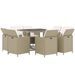 Meubles à dîner de jardin et coussins 9 pcs Poly rotin Beige - Photo n°3