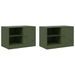 Meubles TV 2 pcs vert olive 67x39x44 cm acier - Photo n°2