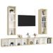 Meubles TV muraux 4 pcs Blanc et chêne sonoma 3 - Photo n°3