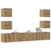 Meubles TV muraux 6 pcs chêne artisanal bois d'ingénierie - Photo n°1