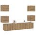 Meubles TV muraux 6 pcs chêne artisanal bois d'ingénierie - Photo n°1