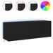 Meubles TV muraux avec lumières LED 2 pcs noir 60x35x41 cm - Photo n°1