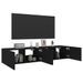 Meubles TV muraux avec lumières LED 2 pcs noir 80x35x31 cm - Photo n°6