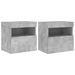 Meubles TV muraux et lumières LED 2pcs gris béton 40x30x40 cm - Photo n°1