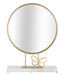Miroir de table rond doré avec base en marbre blanc Lalia - Photo n°1