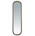Miroir mural ovale – Cadre bois plaqué noyer naturel – L 40 x H 150 cm - Photo n°1