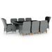Mobilier à dîner 9 pcs avec coussins Résine tressée Gris clair 8 - Photo n°1