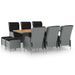 Mobilier à dîner 9 pcs avec coussins Résine tressée Gris clair 4 - Photo n°1