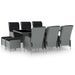 Mobilier à dîner 9 pcs avec coussins Résine tressée Gris clair 3 - Photo n°1