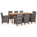 Mobilier à dîner 9 pcs Résine tressée et bois d'acacia Gris - Photo n°1