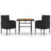 Mobilier à dîner d'extérieur 3 pcs Résine tressée Noir - Photo n°1