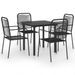 Mobilier à dîner d'extérieur 5 pcs Noir Verre et acier - Photo n°2