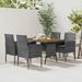 Mobilier à dîner d'extérieur 5 pcs Résine tressée Gris - Photo n°1