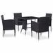 Mobilier à dîner d'extérieur 5 pcs Résine tressée Noir - Photo n°1