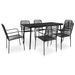 Mobilier à dîner d'extérieur 7 pcs Corde en coton et acier Noir 2 - Photo n°1