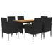 Mobilier à dîner d'extérieur 7 pcs Résine tressée Noir - Photo n°3