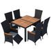 Mobilier à dîner d'extérieur 7pcs Résine tressée et acacia Noir - Photo n°1