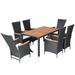 Mobilier à dîner d'extérieur 7pcs Résine tressée et acacia Noir - Photo n°3