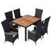 Mobilier à dîner d'extérieur 7pcs Résine tressée et acacia Noir 2 - Photo n°1